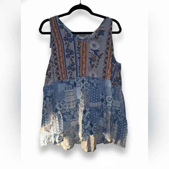 Haptics Tops - Patchwork Floral Sleeveless Blouse